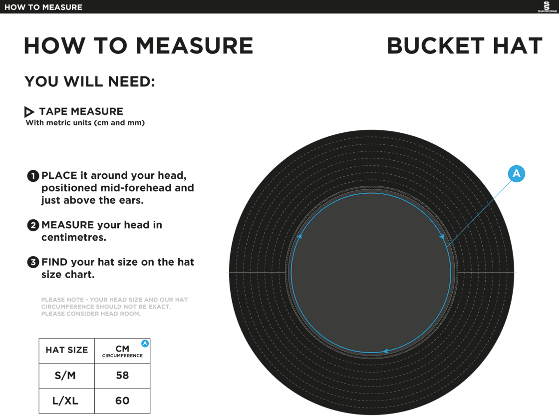 PLYMSTOCK CC Dual Bucket Hat - Navy - Size Guide